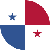 Bandera de Panamá: cuatro cuadros en blanco, azul y rojo con dos estrellas